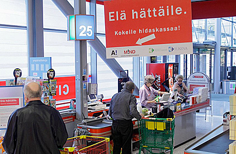 Den langsomme kasselinje i K-citymarket. Foto: Kesko